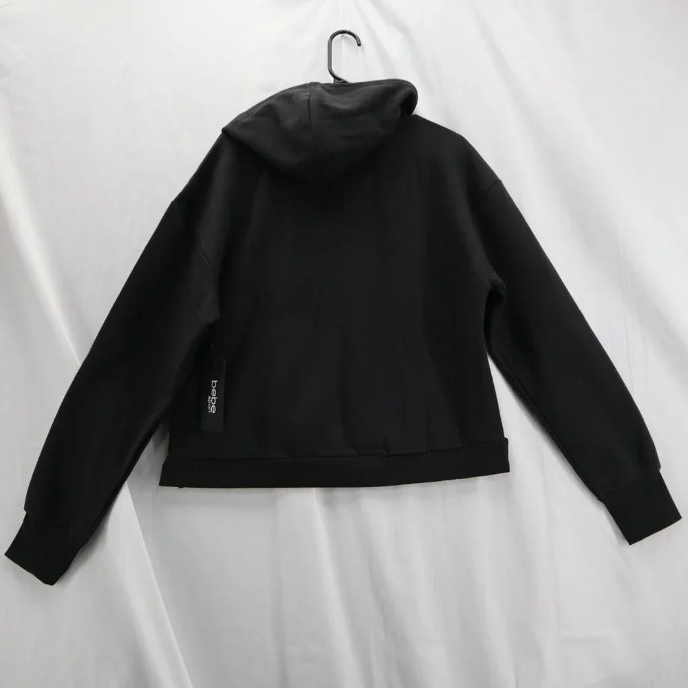 Bebe Womens Pullover Hoodie Sequin Logo Size XL Black Sweatshirt New - Picture 4 of 9